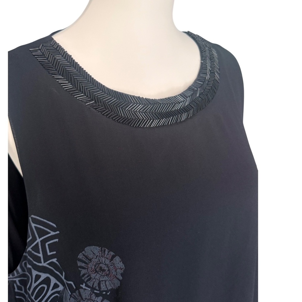 Desigual Black Beaded Neckline Mandala Floral Tunic Dress 19WVW92 Size 46 XL - Picture 2 of 12